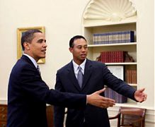 老虎伍茲受總統之邀拜訪白宮，奧巴馬親切接見
